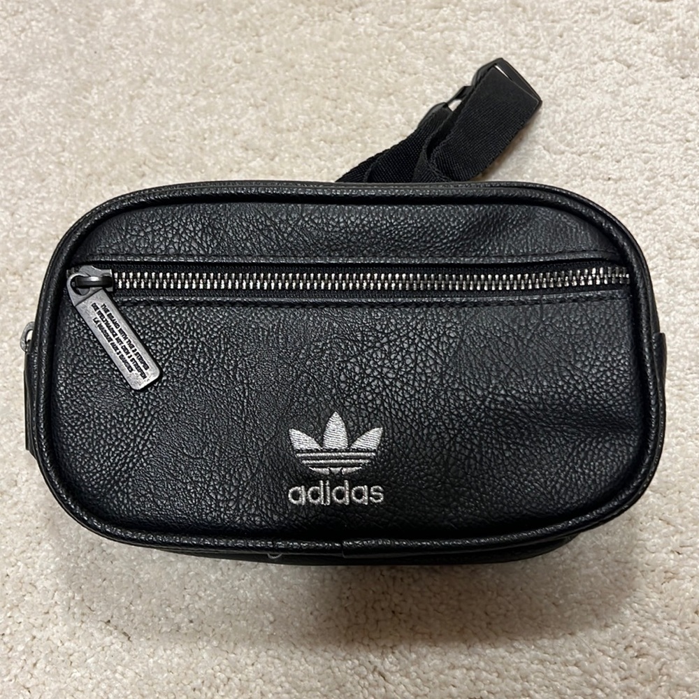 Adidas belt bag black faux leather